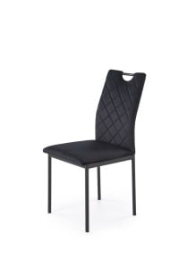 SCAUN DINING K577, NEGRU 66/NEGRU, TAPITERIE DIN CATIFEA SI PICIOARE DIN METAL, STIL MODERN