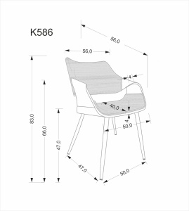 SCAUN DINING K586, NUC/NEGRU, TAPITERIE DIN CATIFEA SI LEMN SI PICIOARE DIN METAL, STIL MODERN - Img 8