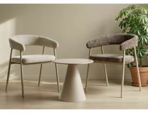 SCAUN DINING KATANA, CAPPUCCINO/CREM, TAPITERIE DIN TEXTIL SI PICIOARE DIN METAL, STIL MODERN - Img 2