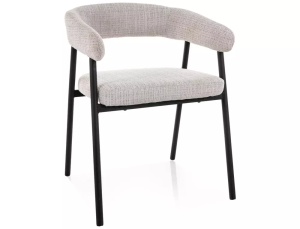 SCAUN DINING KATANA, GRI 258/NEGRU MAT, TAPITERIE DIN TEXTIL SI PICIOARE DIN METAL, STIL MODERN