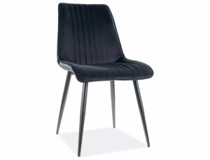 SCAUN DINING KIM, NEGRU BLUVEL 19/NEGRU MAT, TAPITERIE DIN CATIFEA SI PICIOARE DIN METAL, STIL MODERN