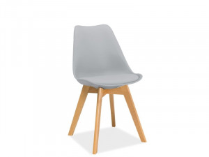 SCAUN DINING KRIS, GRI DESCHIS/FAG, DIN POLIPROPILENA, PIELE ECOLOGICA SI LEMN DE FAG, STIL MODERN