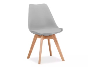 SCAUN DINING KRIS, GRI DESCHIS/STEJAR, DIN POLIPROPILENA, PIELE ECOLOGICA SI LEMN DE STEJAR, STIL MODERN