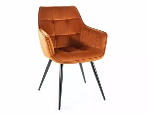 SCAUN DINING LILIA, SCORTISOARA BLUVEL 4215/NEGRU MAT, TAPITERIE DIN CATIFEA SI PICIOARE DIN METAL, STIL MODERN