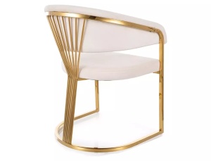 SCAUN DINING/LIVING CROWN BEJ BLUVEL 22/AURIU, CONFECTIONAT DIN METAL SI CATIFEA, STIL MODERN - Img 2