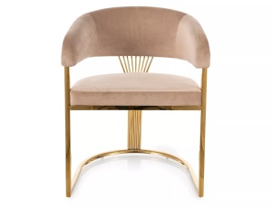 SCAUN DINING/LIVING CROWN BEJ BLUVEL 28/AURIU, CONFECTIONAT DIN METAL SI CATIFEA, STIL MODERN - Img 7