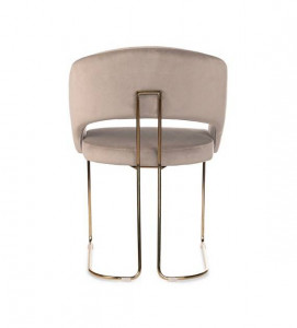 SCAUN DINING MAGNOLIA, BEJ/AURIU, TAPITERIE DIN CATIFEA SI PICIOARE DIN METAL, STIL MODERN - Img 3