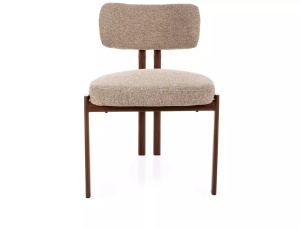 SCAUN DINING MISAKI D, BEJ 253/NUC, TAPITERIE DIN TEXTIL SI PICIOARE DIN METAL, STIL MODERN
