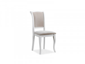 SCAUN DINING MN-SC, BEJ TAP 132/ALB, TAPITERIE DIN STOFA SI PICIOARE DIN LEMN, STIL CLASIC