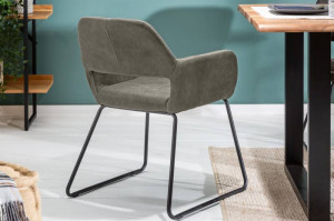 SCAUN DINING, MUSTANG , TAUPE, MICROFIBRA, DESIGN RETRO - Img 3