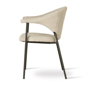 SCAUN DINING NOTI, BEJ/NEGRU, CONFECTIONAT DIN TAPITERIE DIN TEXTIL, SPUMA SI PICIOARE DIN METAL, STIL MODERN - Img 3