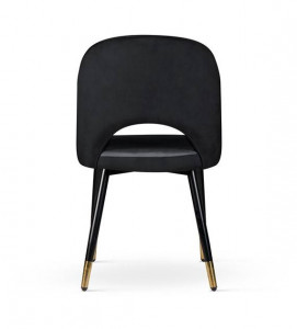 SCAUN DINING NOVAR, NEGRU/AURIU/NEGRU, TAPITERIE DIN CATIFEA SI PICIOARE DIN METAL, STIL MODERN - Img 3