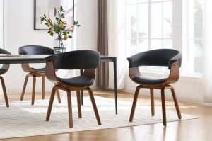 SCAUN DINING, ORGANIC, PIELE ECO SI FURNIR DE NUC, CULOARE NEGRU/NATUR, ARTIM GROUP SELECTION - Img 3