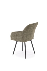 SCAUN DINING PIVOTANT K576, VERDE OLIVE/NEGRU, TAPITERIE DIN STOFA SI PICIOARE DIN METAL, STIL MODERN - Img 2
