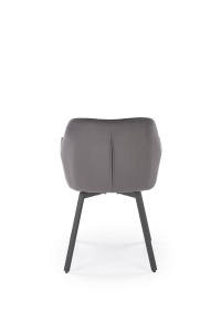 SCAUN DINING PIVOTANT K588, GRI/NEGRU, TAPITERIE DIN CATIFEA SI PICIOARE DIN METAL, STIL MODERN - Img 5