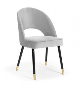 SCAUN DINING PONTE PLUS, GRI/NEGRU/AURIU, TAPITERIE DIN CATIFEA SI PICIOARE DIN METAL,STIL MODERN