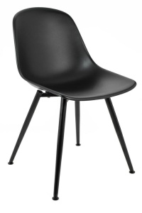 SCAUN DINING RESOL NEGRU, CU SEZUT DIN POLIPROPILENA SI PICIOARE DIN METAL, STIL MODERN