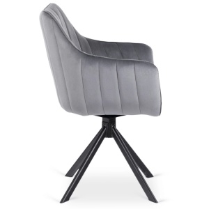 SCAUN DINING ROTATIV, ARTIM MEBLE, REALIZAT DIN METAL SI CATIFEA, CULOARE NEGRU/GRI, STIL MODERN - Img 7