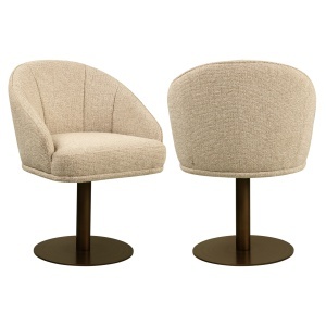 SCAUN DINING ROTATIV BEVERLY, REALIZAT DIN METAL, LEMN DE FAG SI TEXTIL, CULOARE CAPPUCCINO, DESIGN DEOSEBIT, RICHMOND INTERIORS