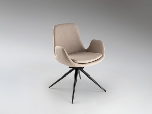 SCAUN DINING ROTATIV, DIN METAL SI TEXTIL, ZUNA, DE CULOARE BEJ, DESIGN MODERN, SCHULLER