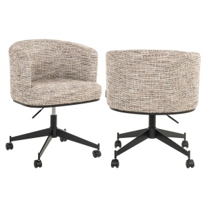 SCAUN DINING ROTATIV ROCHENNE, REALIZAT DIN METAL, LEMN DE FAG SI TEXTIL, CULOARE CREM/MARO, DESIGN DEOSEBIT, RICHMOND INTERIORS