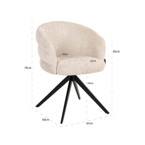 SCAUN DINING ROTATIV SERENITY, REALIZAT DIN METAL, LEMN DE FAG SI TEXTIL IGNIFUG, CULOARE BEJ, DESIGN DEOSEBIT, RICHMOND INTERIORS - Img 10