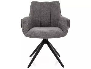 SCAUN DINING ROTATIV TAP 252 GRI/NEGRU MAT, TAPITERIE DIN TEXTIL SI PICIOARE DIN METAL, STIL MODERN