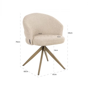 SCAUN DINING ROTATIV ZENDAYA, REALIZAT DIN METAL, LEMN DE FAG SI TEXTIL IGNIFUG, CULOARE ALAMA/BEJ, DESIGN DEOSEBIT, RICHMOND INTERIORS - Img 5