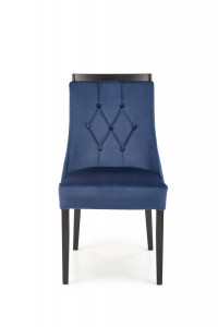 SCAUN DINING ROYAL, ALBASTRU MONOLITH 77/NEGRU, CU TAPITERIE DIN CATIFEA SI PICIOARE DIN LEMN MASIV, STIL CLASIC, HALMAR - Img 4
