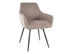 SCAUN DINING SERVIO BREGO BEJ 34/NEGRU, CU TAPITERIE DIN STOFA BREGO SI PICIOARE DIN METAL, STIL MODERN