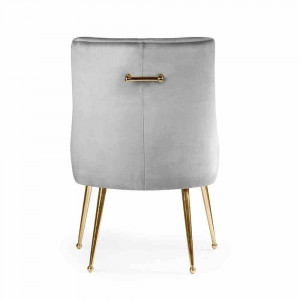 SCAUN DINING SIZAR, GRI/AURIU, TAPITERIE DIN CATIFEA SI PICIOARE DIN METAL, STIL MODERN - Img 3