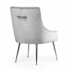 SCAUN DINING SIZAR, GRI/CROM, TAPITERIE DIN CATIFEA SI PICIOARE DIN METAL, STIL MODERN - Img 3