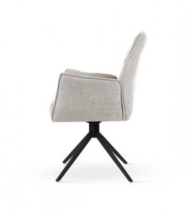 SCAUN DINING SOPHIA, BEJ/NEGRU, TAPITERIE DIN STOFA SI PICIOARE DIN METAL, STIL MODERN - Img 4