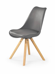 SCAUN DINING STIL K201, GRI/FAG, CU TAPITERIE DIN PIELE ECOLOGICA, ABS SI PICIOARE DIN LEMN MASIV, STIL MODERN - Img 4