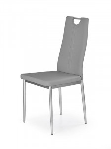 SCAUN DINING STIL K202, GRI/CROM, CU TAPITERIE DIN PIELE ECOLOGICA SI PICIOARE DIN METAL, STIL MODERN