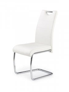 SCAUN DINING STIL K211, ALB/CROM, CU TAPITERIE DIN PIELE ECOLOGICA SI PICIOARE DIN METAL, STIL MODERN