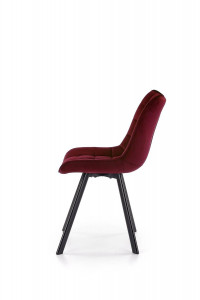 SCAUN DINING STIL K332, BORDO/NEGRU, CU TAPITERIE DIN CATIFEA SI PICIOARE DIN METAL, STIL MODERN - Img 2