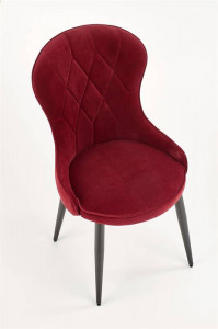 SCAUN DINING STIL K366, BORDO/NEGRU, CU TAPITERIE DIN CATIFEA SI PICIOARE DIN METAL, STIL MODERN - Img 4