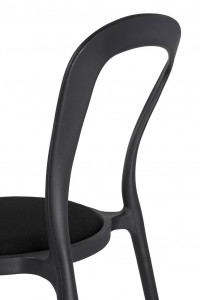 SCAUN DINING/TERASA SLIM, NEGRU, DIN POLIPROPILENA SI STOFA, STIL MODERN - Img 6