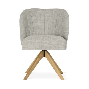 SCAUN DINING TULIP SUPREME WOOD, CONFECTIONAT DIN LEMN, SPUMA, ARCURI SI TEXTIL, GRI/NATURAL, STIL MODERN