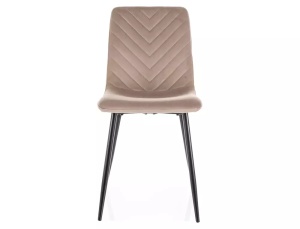 SCAUN DINING, VELVET BEJ BLUVEL 40/NEGRU MAT, TAPITERIE DIN CATIFEA SI METAL, STIL MODERN - Img 3