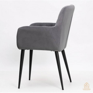 SCAUN DINING VENUS, GRI INCHIS/NEGRU, TAPITERIE DIN CATIFEA SI PICIOARE DIN METAL, STIL MODERN, ATR - Img 4