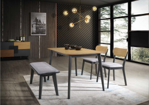 SCAUN DINING VITRO, GRI/STEJAR/GRAFIT, TAPITAT IN STOFA SI LEMN, STIL SCANDINAV, SIGNAL - Img 2