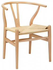 SCAUN DINING WISHBONE, NATUR, DIN LEMN MASIV DE FAG SI FIBRE NATURALE, STIL CLASIC - Img 6