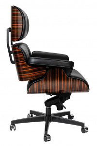 SCAUN DIRECTORIAL LOUNGE GUBERNATOR, NEGRU, PIELE NATURALA SI LEMN DE ABANOS, STIL MODERN - Img 3