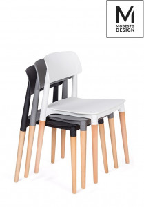 SCAUN ECCO, ALB/NATUR, DIN POLIPROPILENA SI LEMN DE FAG, STIL MODERN - Img 4