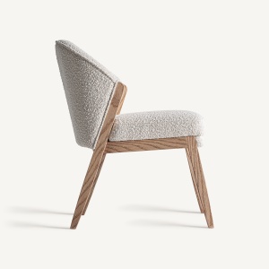 SCAUN ELEGANT PRATI BOUCLE, DIN LEMN DE PIN MARO SI TEXTIL BOUCLE ALB, DESIGN CONTEMPORAN, VICAL HOME - Img 3