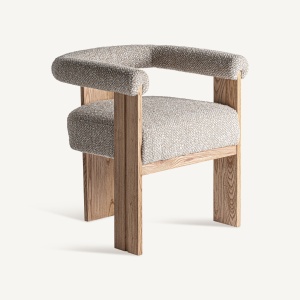 SCAUN ELEGANT USTKA, DIN LEMN DE STEJAR SI TEXTIL GRI, DESIGN CONTEMPORAN, VICAL HOME