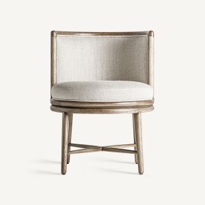 SCAUN ELEGANT VARAIRE, DIN LEMN DE STEJAR MARO SI TEXTIL ALB, DESIGN COLONIAL, VICAL HOME - Img 2
