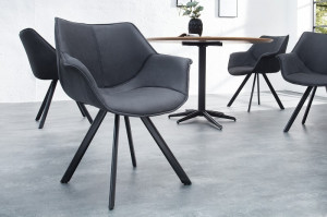 SCAUN, GRI ANTICHIZAT, PENTRU BIROURI/SALI DE CONFERINTA, DUTCH RETRO, COD 37612, DESIGN RETRO VINTAGE - Img 1